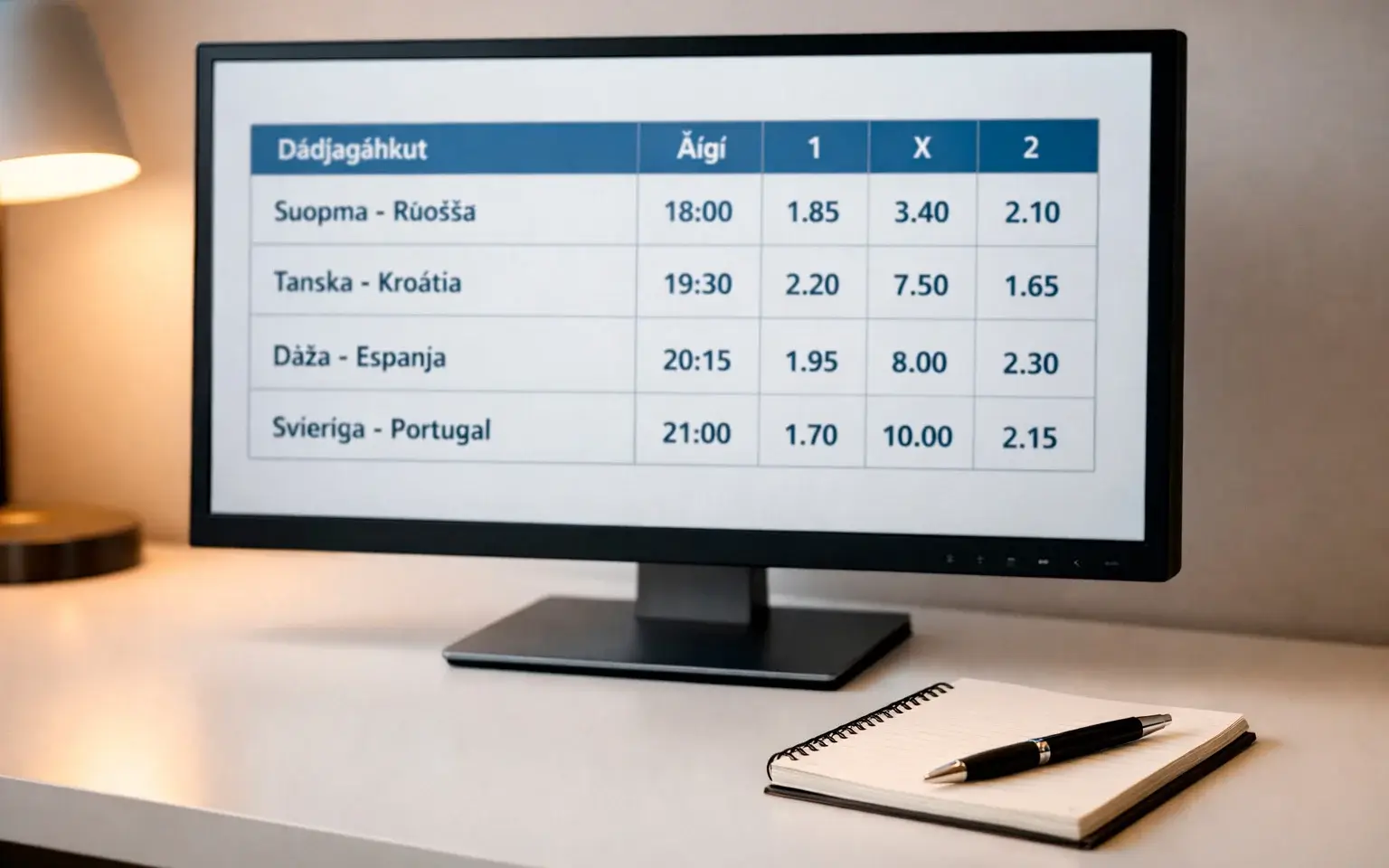 Närbild på en skärm med handbollsodds och olika bettingmarknader